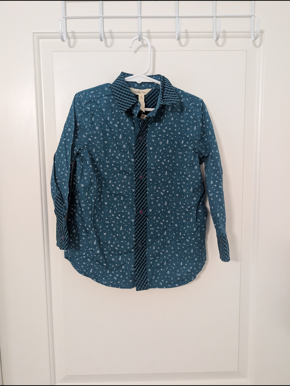 NWT Matilda Jane Boys Size 4 Christmas Holiday Button Down Shirt Blue